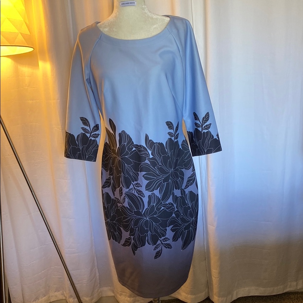 Elegant Blue Floral Dress